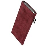 fitBAG Classic Burgundy custom tailored sleeve for Motorola W220 | Made in Germany | Genuine Alcantara pouch case cover with MicroFibre lining for display cleaning