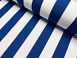 Royal Blue & White Striped DRALON Outdoor Fabric Acrylic Teflon Waterproof Upholstery Material for Cushion Gazebo Beach - 160cm Wide (Sold by The metre)