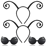 UHOMENY 4pcs Bug Costume Set - 2pcs Butterfly Headband and 2pcs Black Ant Eyeglasses, Antenna Headband Bee Sunglasses for Party Halloween Cosplay Favors Costume Accessories