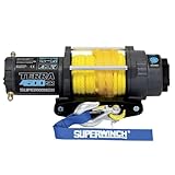 Superwinch 1145270 Terra 4500SR Powersports Winch 12V DC 4500lb/2041.2kg Single Line Pull UTV/ATV with Hawse Fairlead, 1/4in. X 50ft. Synthetic Rope, Handheld Remote, Handlebar Switch