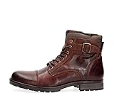 JACK & JONES Jfwalbany Leather Brown Stone Sts, Men’s Biker Boots, Brown, 9 UK (43 EU)