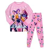 K-KPop D-Demon H-Hunters Pjs Set, 2 Pieces H-Huntrix Huntr/X Printed Outfit Kids Pyjamas 2 Pieces Tracksuit Set Merch Clothes Long Sleeve Pjs Music Party Nighties Cartoon Sleepwear for Girls Boys