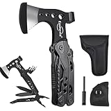 Embedo Multi-Tool Axe, Camping Multitool Accessories, Foldable 15 in1 Multitool Survival Equipment, Gift for Birthday/Father’s Day/Valentines, Gadgets for Men Outdoor, Camping, Hiking, Simple Repair