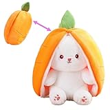 Irunfast 32CM Easter Bunny Plush Toy, Reversible Bunny Carrot Plushie Toy with Zipper, Soft Easters Carrot Bunnys Stuffed Animal Toys, Easter Bunnys Teddy Toys for Festive Decoration for Kids