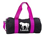 Hippowarehouse PERSONALISED name Horse (Pocket) Gymwear Gym Duffle Cylinder Uniform Kit Bag 50 x 25 x 25cm 20 litres