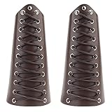 2 Pieces Viking Leather Bracers, Medieval Cuff Leather Wristband, Punk Knight Archery Bracers for Men Women (Brown)