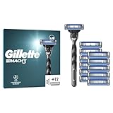 Gillette Mach3 Men's Razor + 12 Razor Blade Refills, 3 Blades for a Smooth Shave, Fits All Mach3 Handles