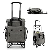 SPOTRAVEL 40L Rolling Cooler Bag with Wheels and Handle, 3-in-1 Leakproof Cooler Trolley for Outdoor Camping, Picnic & Beach (Gray)