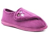 Dr Keller Womens Lightweight Faux Fur Wide Opening Touch Fasten Diabetic Orthopaedic Slippers (Purple, UK Footwear Size System, Adult, Women, Numeric, Medium, 6)