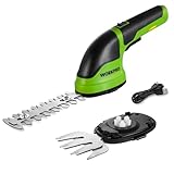 WORKPRO 2 IN 1 Cordless Hedge Trimmer and Grass Shear, 3.6V Electric Grass Trimmer with 2000mAh Lithium-ion Battery, Lightweight Hand Held Hedge Trimmer with 2 Interchangeable Blades