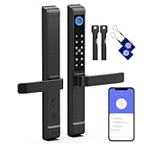 Anweller Smart Door Lock, Fingerprint Door Lock with Handle Keypad RFID Bluetooth App Key, Biometric Keyless Entry Smart Lock for Aluminum Wooden Front Door