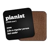 Pianist Square Coaster - Piano Musician Singer Dictionary Regular But Cooler Definition Funny Joke Hobby Men Women Kitchen Drink #82642