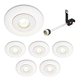 National Lighting Spotlight Hole Converter, Recessed Matt White Ceiling Lights, GU10 Halogen or LED, Dimmable Downlights Conversion Kit 65mm-125mm IP20 Rated - Pack of 6