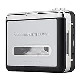 Reshow Cassette Player – Portable Tape Player Captures MP3 Audio Music via USB – Compatible with Laptops and Personal Computers – Convert Tape Cassettes to iPod Format (Silver)