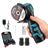 Mini Angle Grinder, 16.8V 550W Cordless Angle Grinder with 2Pcs Batteries and Cutting Discs, Battery Powered Electric Polishing Machine Tool with Suitcase for Metal & Wood Cutting Polishing Sanding
