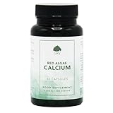 Red Algae Capsules - Natural Plant-Based Calcium Supplement - 125mg Elemental Calcium per Capsule - 60 Vegan Capsules by G&G Vitamins