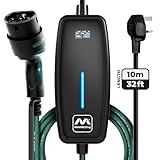 Masterplug EV Charging Cable for Electric and Hybrid Vehicles, 10 Metres, Mode 2, 3 Pin UK Plug to Type 2 Car Charger, 2.4kW, EVCM221010