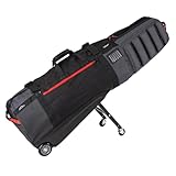 Sun Mountain Golf Travel Cover - Club Glider Meridian Wheeled Flight Bag - Black Steel Red