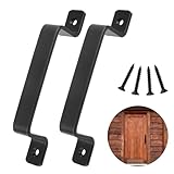DesertBoy 2 Pcs Barn Door Handle, Sliding Door Handles, Pull Push Door Handles, Heavy Duty Barn Door Pull Handle, Black Solid Steel Door Handle, with 4 Screws, for Wardrobe Dresser Window Wooden Door