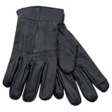 Mens Touchscreen Leather Gloves Thinsulate Lined Thermal Winter Driving Outdoor, L-XL, Black