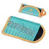 Gold Deer 10 Pcs Mini Wrench Set Standard Metric 4-11mm Extra Slim Spanner with Mirror Finishing Wrench Set Combination Wrench Set Open End and Box End Ignition Wrenches with Storage Roll Pouch