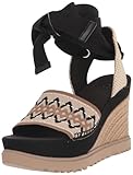 UGG Women's Abbot Ankle Wrap Wedge Sandal, Black, 8 UK