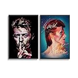 ZHAOART 2 PCS David Bowie Music Poster Canvas Poster And Wall Art Modern Family Bedroom Office Gym Decor Gift 12x18inch(30x45cm) Style
