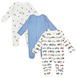 Baby Boy Sleepsuits 3 Pack Blue Cars Boats Baby Grows (Blue, 18-24 Months)