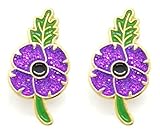 Pack of 2 Purple Poppy Shining Remember Horse Dog World War Poppy Brooch Enamel Pin Badge
