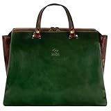 Time Resistance Leather Handbag Purse - Top Handle Bag for Women - One Size (Green)