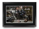 HWC Trading Black Widow Scene 1 Gifts Printed Signed Autograph Picture for Movie Memorabilia Fans - A3 Framed