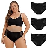 INNERSY Black Plus Size Knickers for Women High Waisted Underwear Lace Ladies Full Briefs 3 Pack (26-28, 3 Black)