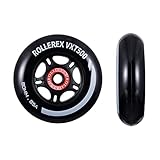 Rollerex VXT500 Inline Skate Wheels (2-Pack w/Bearings, spacers and washers) (Use on Hockey Roller Blades) - Can Be Used As RipStik Wheel Replacements (Steel Black, 76mm)