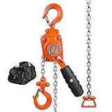 VEVOR Manual Lever Chain Hoist, 1/4 Ton 550 lbs Capacity 5 FT Come Along, G80 Galvanized Carbon Steel with Weston Double-Pawl Brake, Auto Chain Leading & 360° Rotation Hook, for Garage Factory Dock