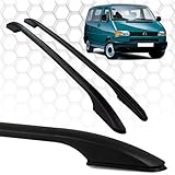 For VW Volkswagen T4 Transporter Long Chassis 1990-2003 Custom Fit Roof Rack Side Rails - 165 lbs Load Capacity, Durable Aluminium Construction Black Colour