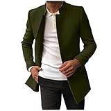 Generisch Winter Jacket Men's Casual Jacket Men's Winter Casual Fashion Single Breasted Wool Lining Medium Length Coat Trench Coat Jacket Coat, Army Green, L