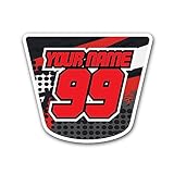 MC MOTOPARTS Shield 3 pcs Dirt Bike Track Custom Number Sticker Name Plate Off Road Motocross MX Bike Trackday Use Decal