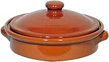 Amazing Cookware SB122 Natural Terracotta 20cm Round Dish with Lid, Brown
