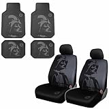 U.A.A. INC. 8pc Star Wars Darth Vader Black Seat Covers Front Rear Rubber Floor Mats Set New