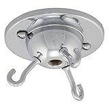 ElekTek Chrome 3-Hook Ceiling Rose Plate for DIY Suspended Indoor Hanging Plants, Decorative Inverted 'Fly Catcher' Shades Without Wired Light Fittings
