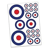 SAFESIGN (20 Pack) RAF Roundel Vinyl Stickers The Who Mod Target Vespa Decals Waterproof Stickers
