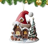 Nubamzy Christmas Tree Ornaments,2D Acrylic House Christmas Ornaments | Small Home Decor for Dashboard Automotive Vehicle Truck SUV Pickup Auto Scooter Home Office Bedroom Living Room