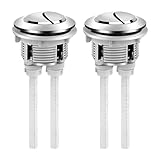 2 Pack 38mm Toilet Dual Flush Push Button Replacement Dual Flush Toilet Tank Button, Round Head Toilet Cistern Push Button Accessories for Bathroom Closestool Water Tank Repair (Silver)