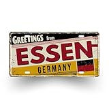 Vintage Germany License Plate Tin Sign – German City Decorative Metal Wall Art – Road Trip Travel Souvenir Print Gift – 30x15cm (Essen)