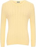 WearAll Women's Cable Knit Long Sleeve Top Ladies Jumper Sweater - Yellow - 8-10