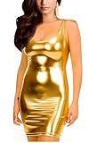 Sexy Shiny Vinyl PU Leather Cami Bodycon Club Dress - Metallic Patent Leather Sleeveless Mini Party Dress for Night Club Rave Cocktail Performance