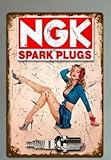 Spark Plugs, Vintage Style Metal Wall Sign, Decorative Automotive Garage Art