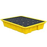 WECLMH Spill Platform, Yellow And Black Polyethylene Spill Containment Pallet, Modular Spill Containment Tray, Warehouses Factory Oil Drums Spill Pallet, 50 KG Load Capacity (Size : 35x49x9CM)