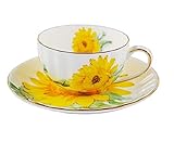 Ceramic Teacup Sunflower Vintage Chintz Porcelain Coffee Mug Tea Cup with Saucer