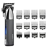 BaByliss Super-X Metal Series, Cordless Hair Clipper - Japanese Steel Blades, 10 Comb Attachments, 2 Tapered Guides, Lithium Battery, Digital Display, Metal Body, Black, 7700U
